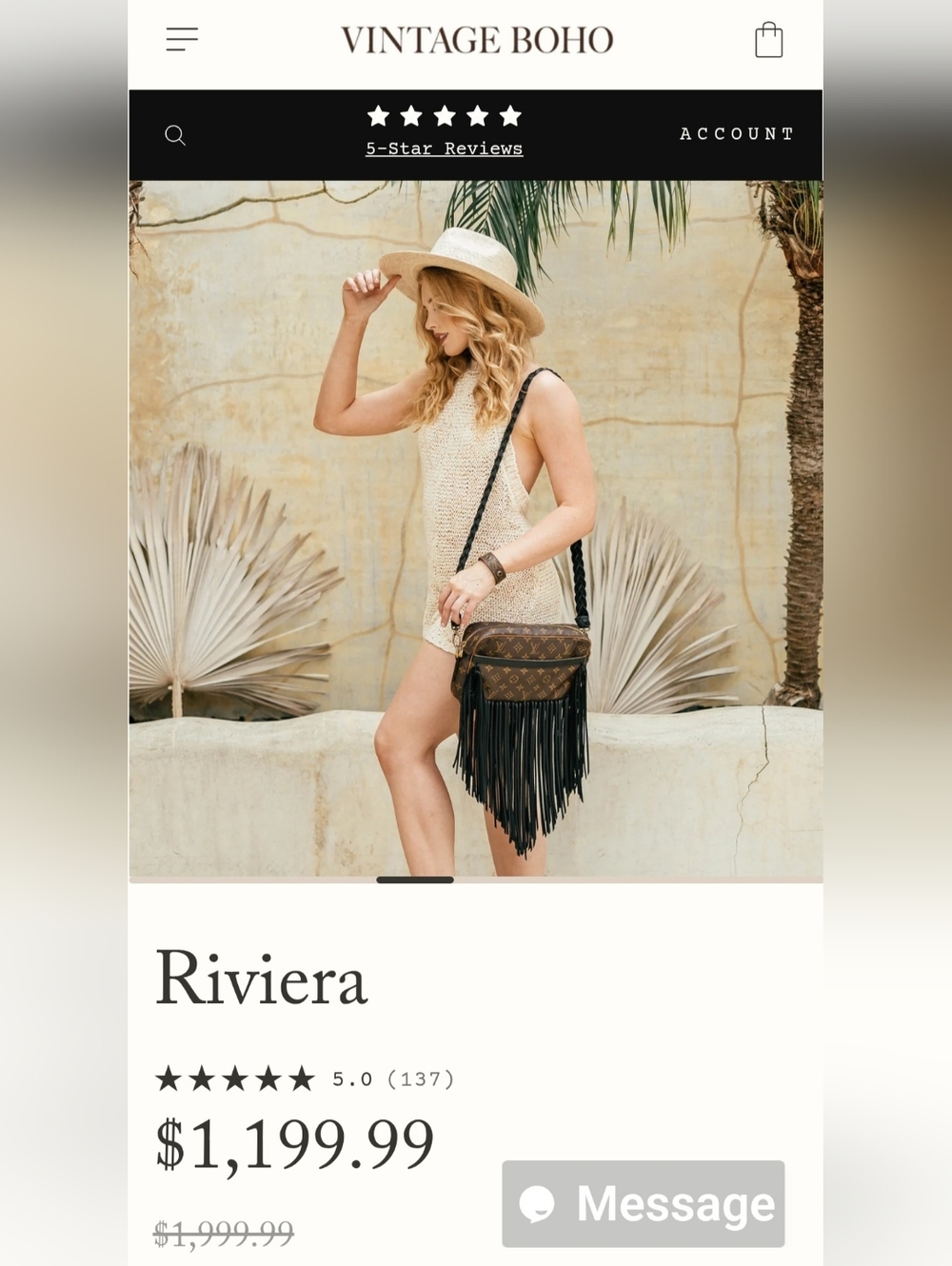 Vintage Boho Bag Monogram Fringe Crossbody with Black Strap - Picture 8 of 10